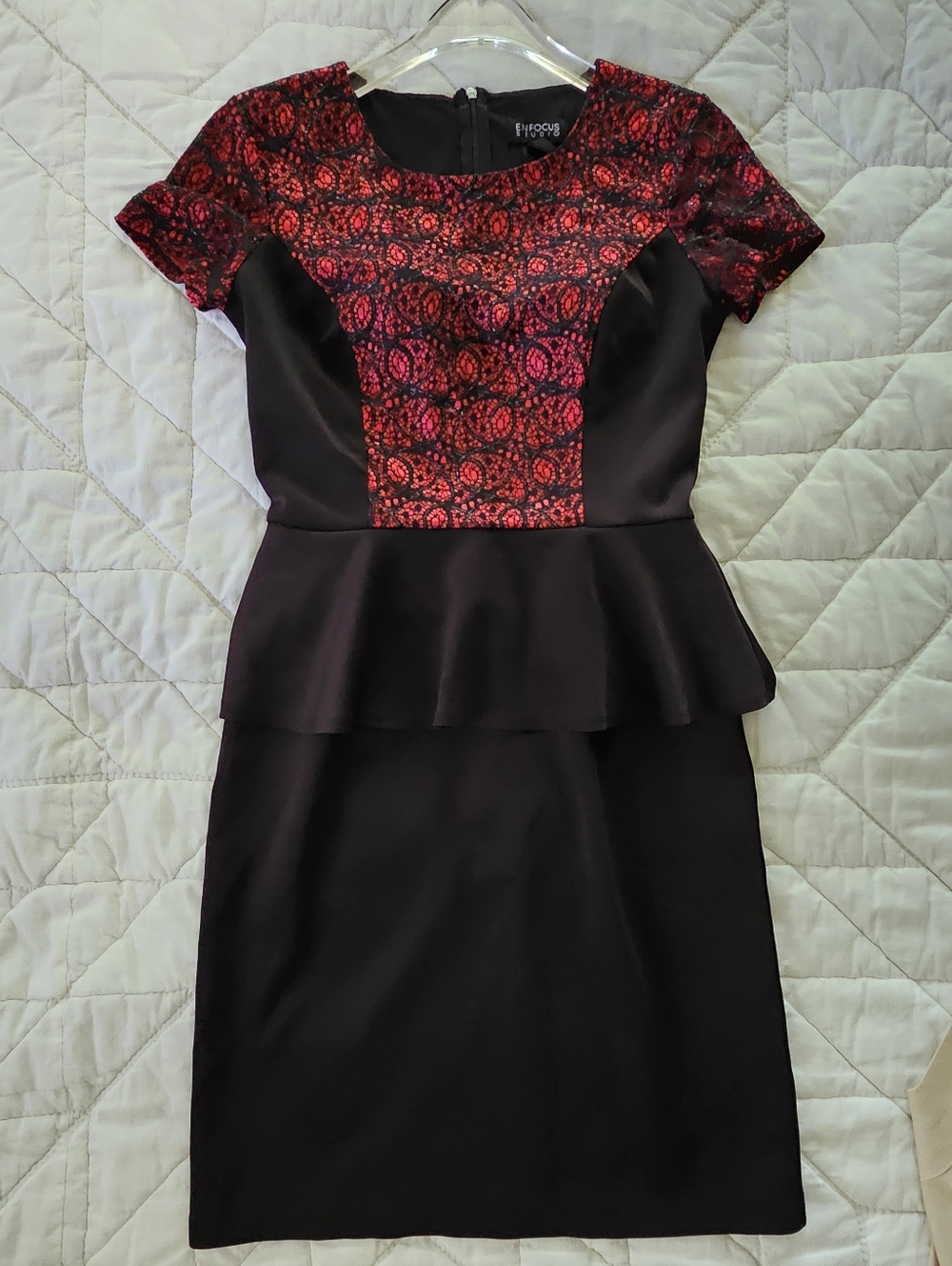 Enfocus Studio - Black Scuba Knit w/ Lace Dress- Size 4